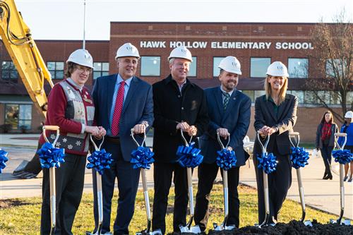 Sue Kerr, Kevin Wallace, Seth Lewis, and Dr. Johnson pose for a Ceremonial Photo